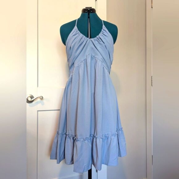 Grace Karin Womens Sundress Size M / L Periwinkle Blue Adjustable Halter Ruffle - Picture 1 of 7